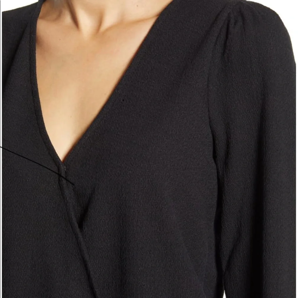 Madewell Puff Sleeve Faux Wrap Top - XXS